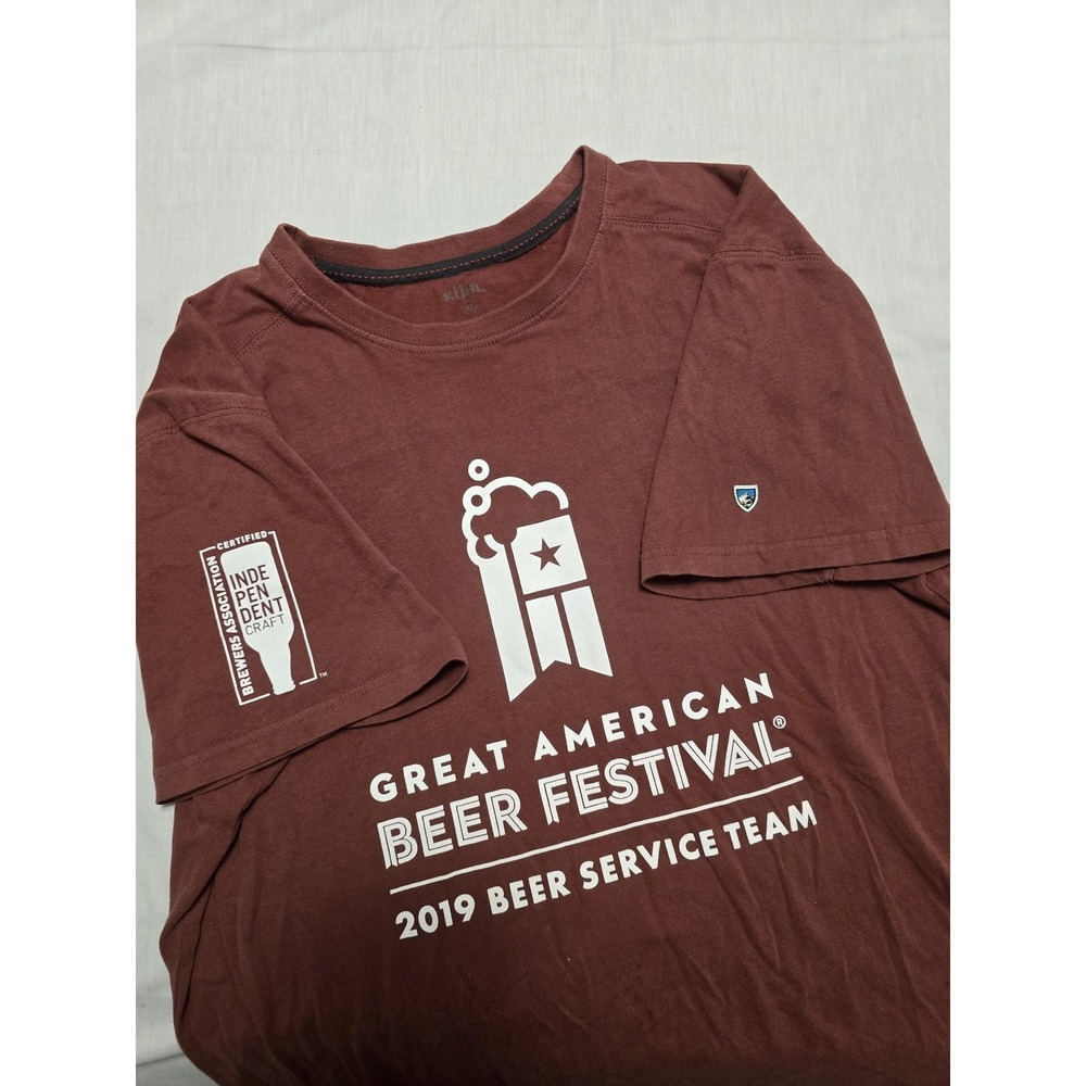 Kuhl Shirt Mens XL Brown Great American Beer Festival 2019 Tee Organic Cotton